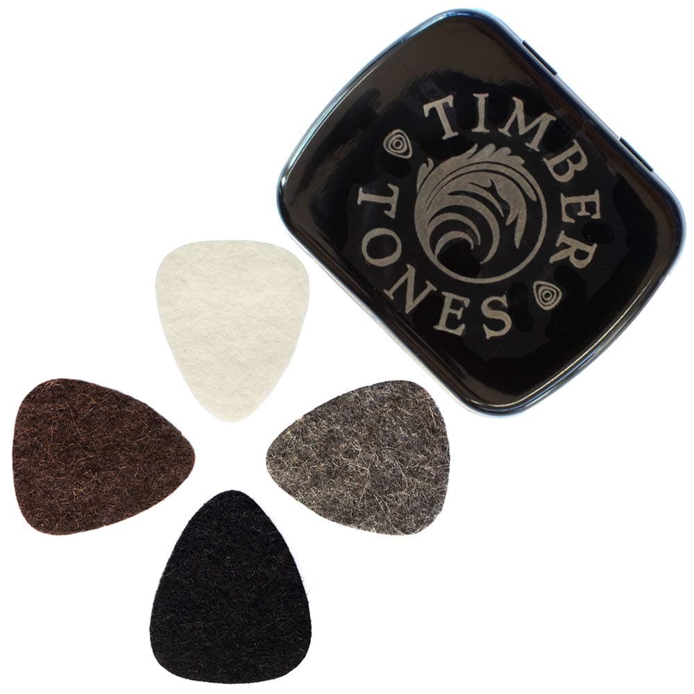Timber Tones4 Felt Ukulele Picks: Black, Grey, Brown & Natural Wool Felt, 4mm & 5mm Thickness, Ideal for All Ukulele Styles