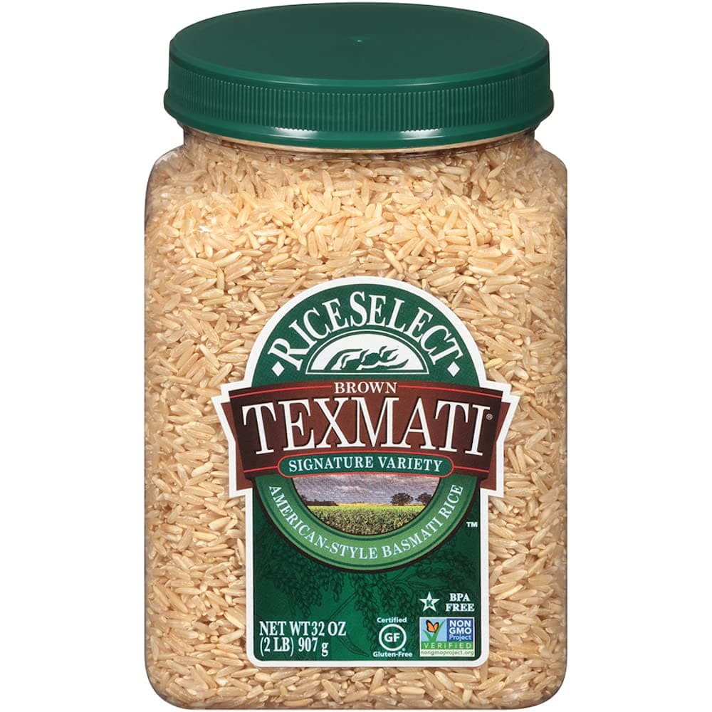 Texmati Brown Rice, Long Grain, Whole Grain, Gluten-Free, Non-GMO, 32 oz (Pack of 4 Jars)