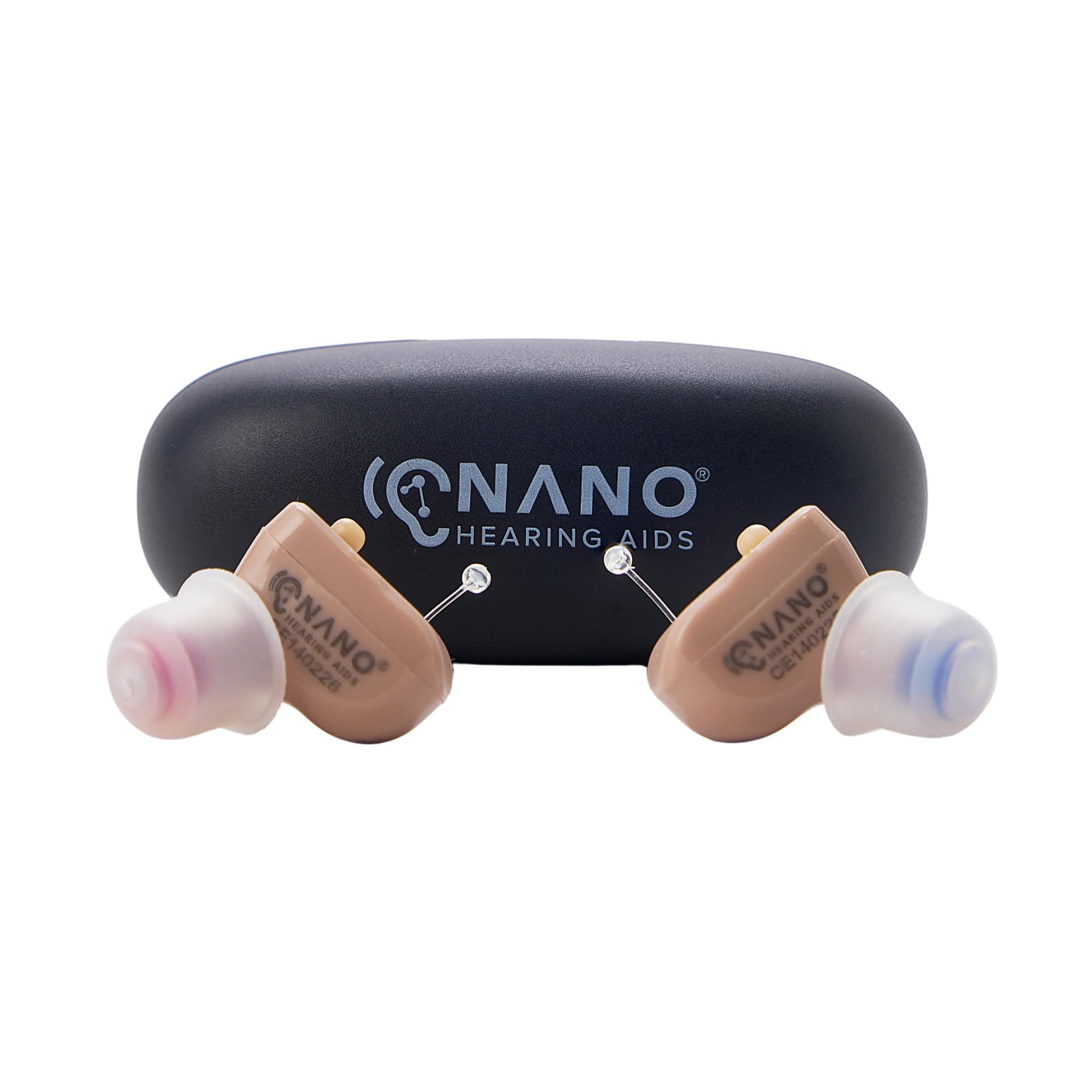 Nano Hearing Aids First Ear Plus CIC - Completely in Canal - For Adults & Seniors with Mild to Moderate Hearing Loss - Includes Rechargeable Battery, Portable Charging Case & Cable