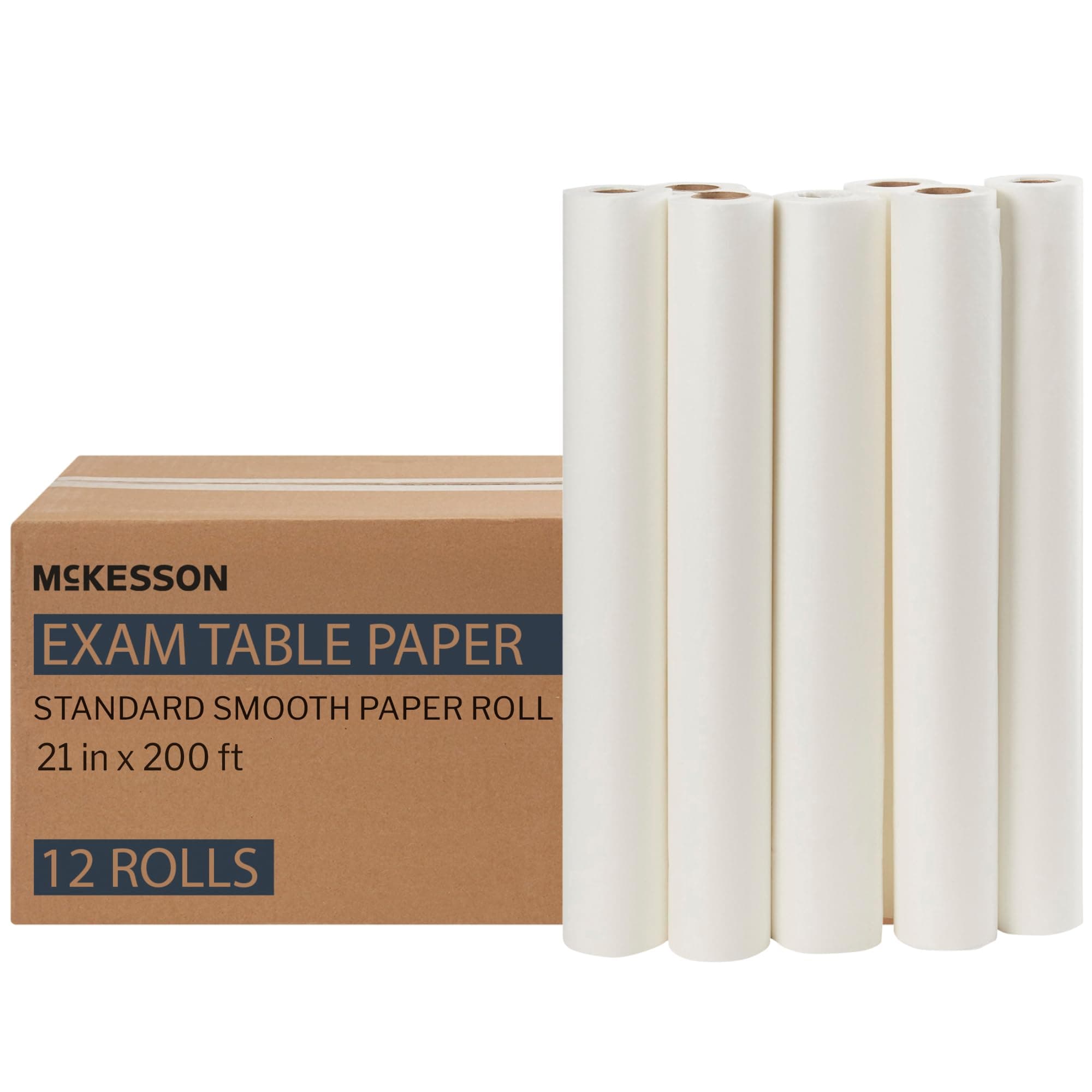 Medical Exam Table Paper Rolls [12 Rolls] – 21 in x 200 ft White Standard Smooth Disposable Bed Cover for Doctor, Spa, Diaper Changing, Waxing, Nursing, Chiropractor, Patternmaking, Tracing
