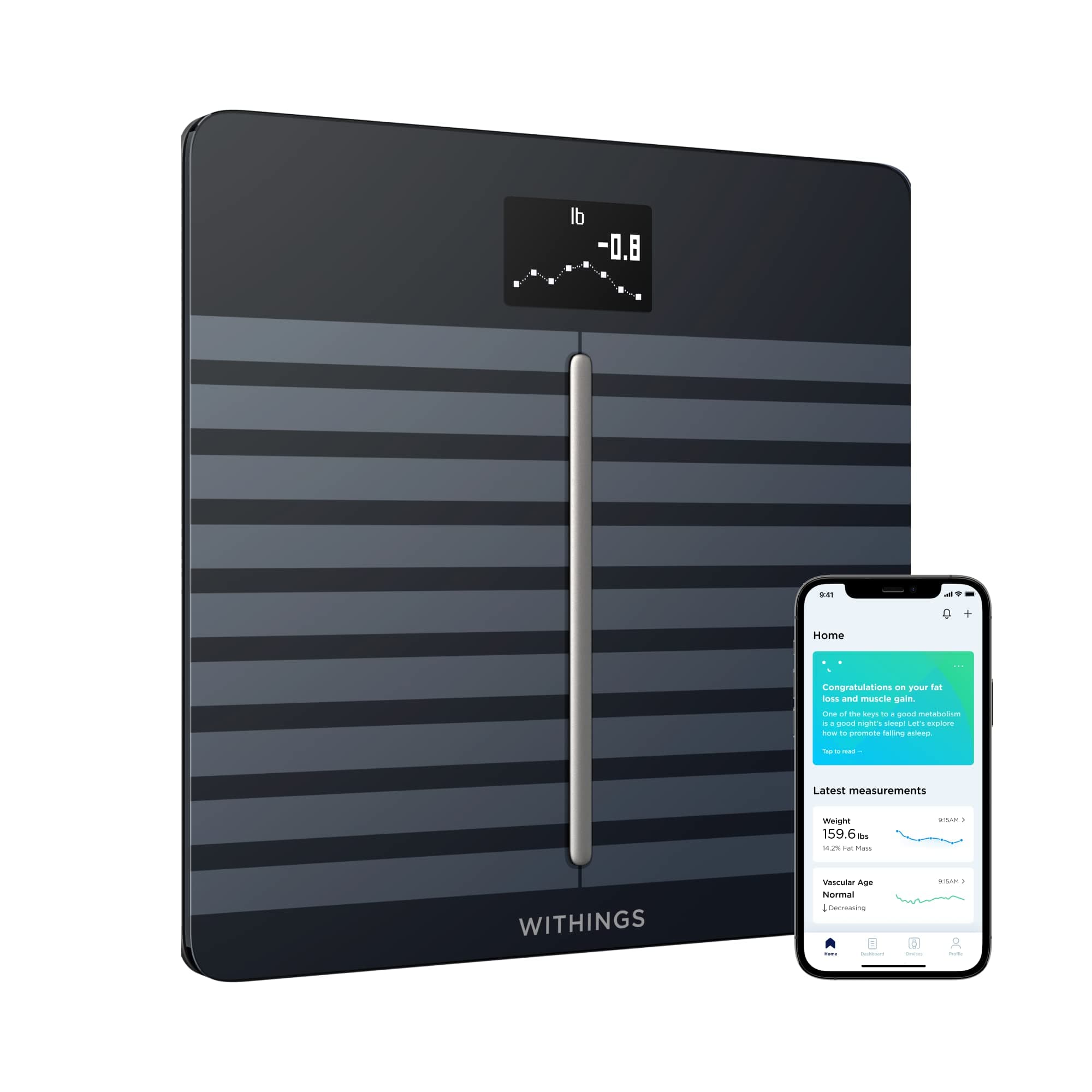 Withings/Body+ - Smart Body Composition Wi-Fi Digital Scale with smartphone app - WBS05