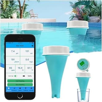 Digital Pool Water Tester,Smart Water Monitor,6-in-1 Water Tester with App Connection,Measurement of PH,Redox,Chlorine,EC and Temperature,Water Quality Detectors,for Pools,Hot Tubs