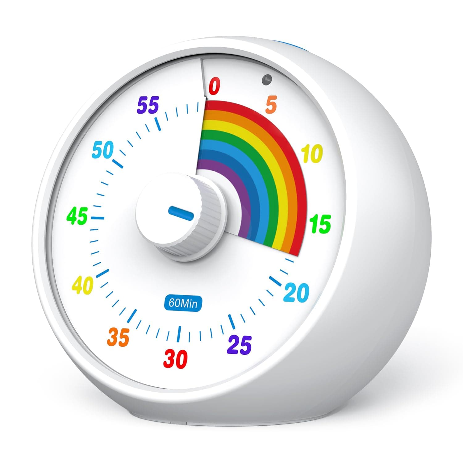 Visual Timer for Kids, 60-Minute Countdown Timer for Classroom Office Kitchen, Desk Timer Kids Time Management Tools with Silent Operation, Pomodoro Timer Rainbow Pattern White