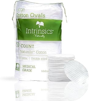 Intrinsics Premium 3” Large Cotton Rounds (50 Count) – Lint-Free Cotton Pads for Face & Makeup Removal | Dual-Sided Face Pads for Cleansing & Exfoliation | Hypoallergenic and 100% Pure Cotton