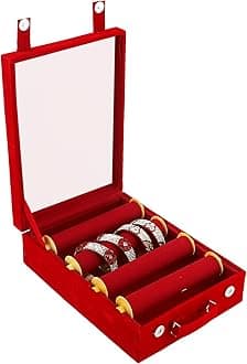 Kuber Industries Bangle Box For Woman|4 Rods Bangle Storage Box Organizer|Transparent Window Design|MAROON