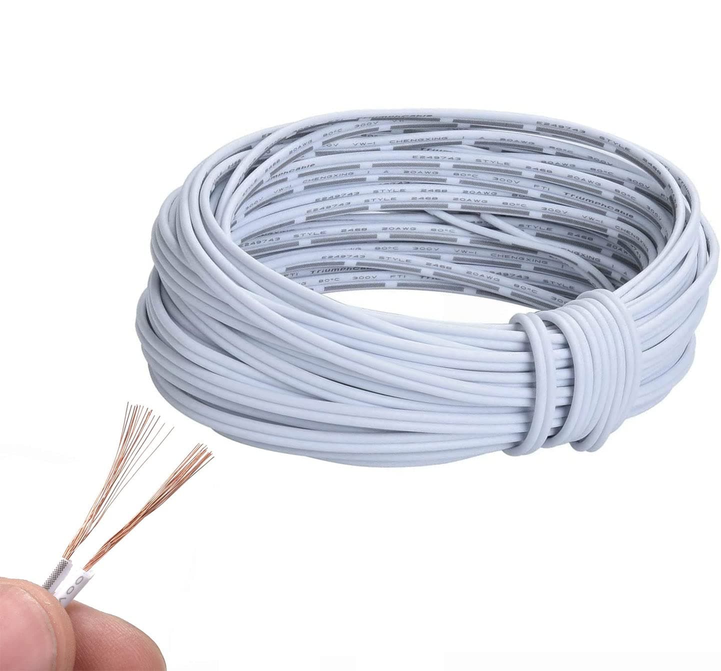 20m 66ft 20Awg 2Pin Extension Cable Wire Cord Line for Single Color LED Strip Tape Ribbon Lights 3528 5050
