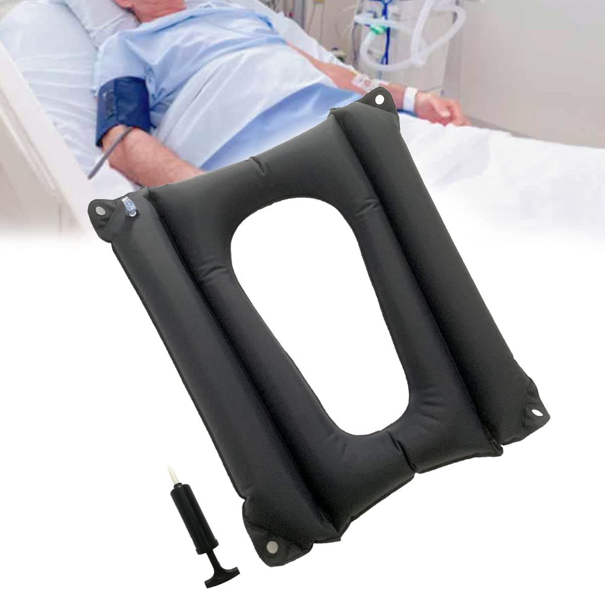 MESINURS Bedridden Inflatable Cushion, Nursing Square Pad for Elderly Disabled, Breathable for Wheelchair & Toilet Chair