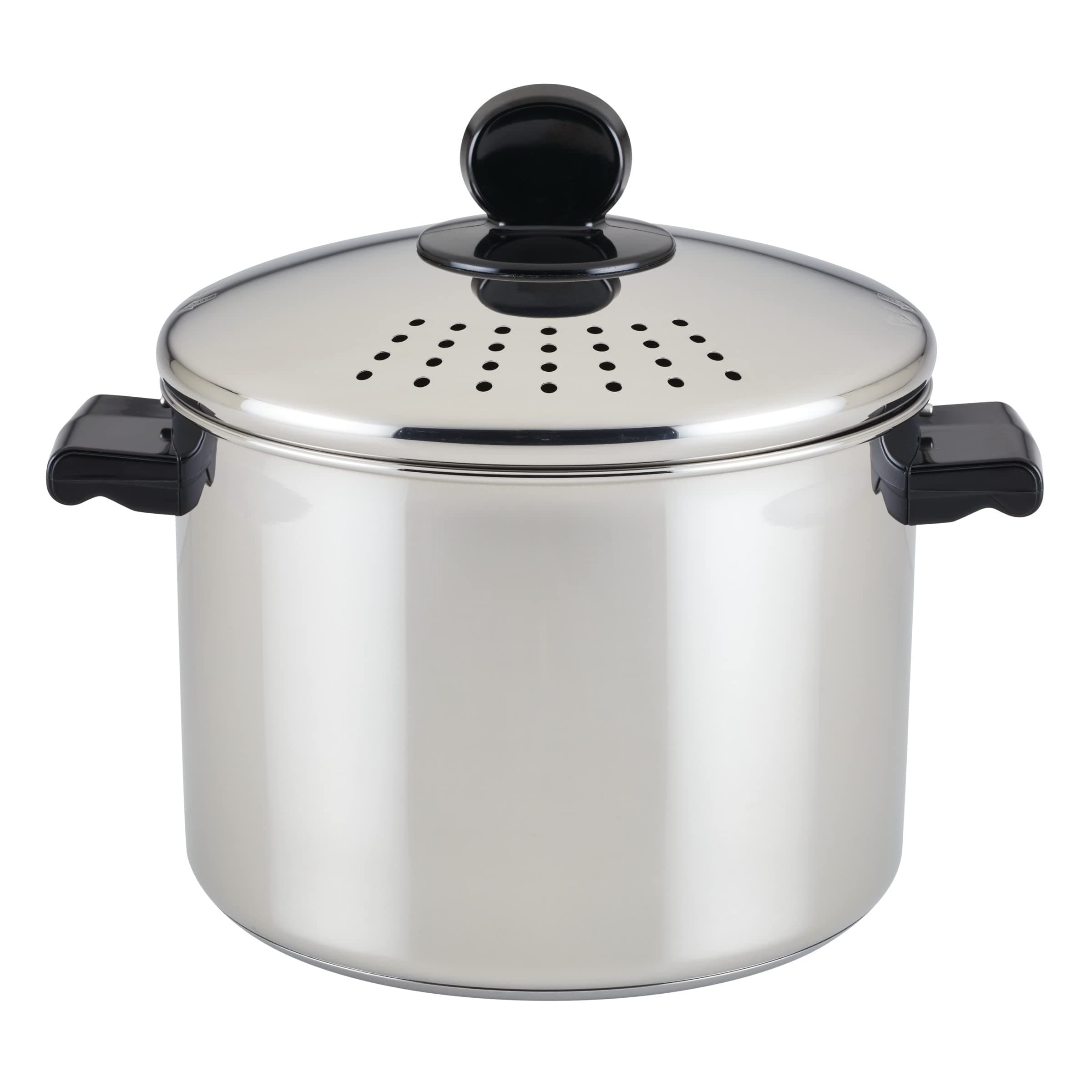 70755 Classic Series Stainless Steel 8-Quart Covered Straining Stockpot with Lid, Stainless Steel Pot with Lid, Silver