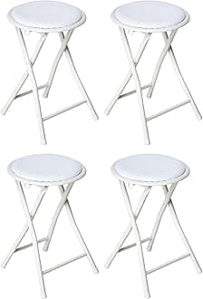 Nyxi Set of 4 Round Compact Folding Stool for Home Office (4 X Stool, White)