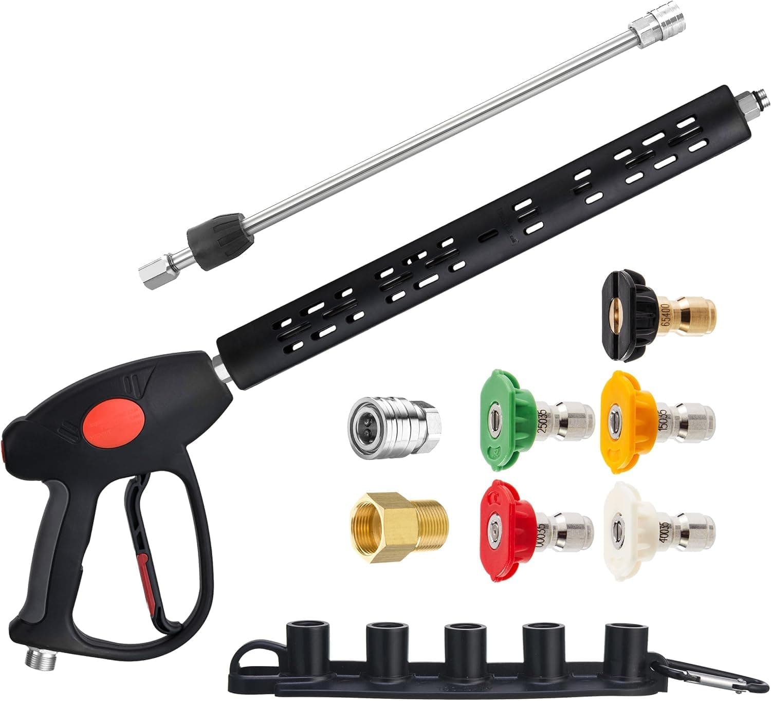 Replacement Pressure Washer Gun with Extension Wand, M22 15mm or M22 14mm Fitting, 5 Nozzle Tips, 40 Inch, 4000 PSI
