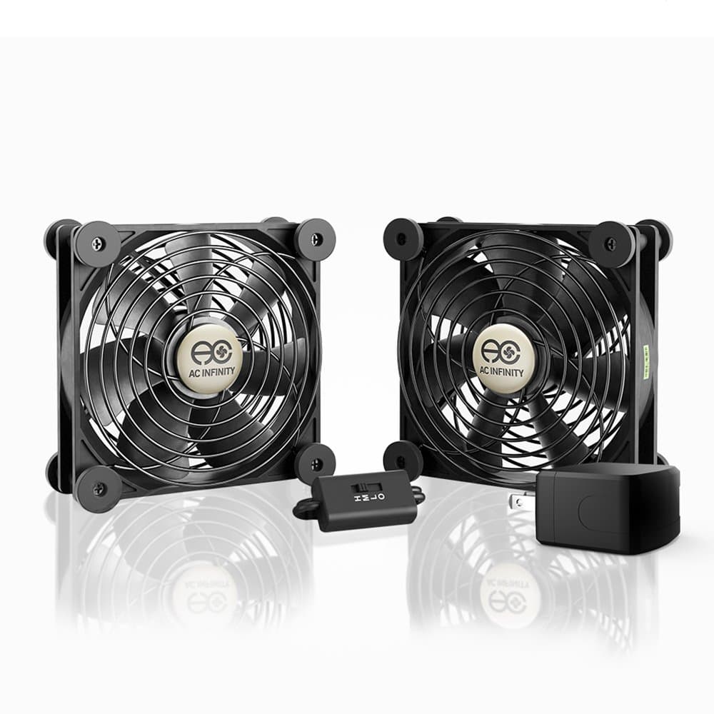 AC Infinity MULTIFAN S7-P, Quiet Dual 120mm AC-Powered Fan with Speed Control, UL-Certified for Receiver DVR PlayStation Xbox Component Cooling