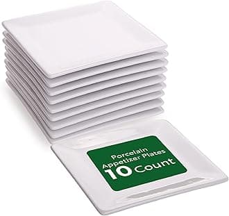 – Restaurantware Porcelain Plates 10 Pack 3 x 3 x Inch Chip-Resistant Miniature Serving Plates Oven, Microwave, Freezer, Dishwasher-Safe White Modern Dining Dishes for Elegant Appetizer Presentation
