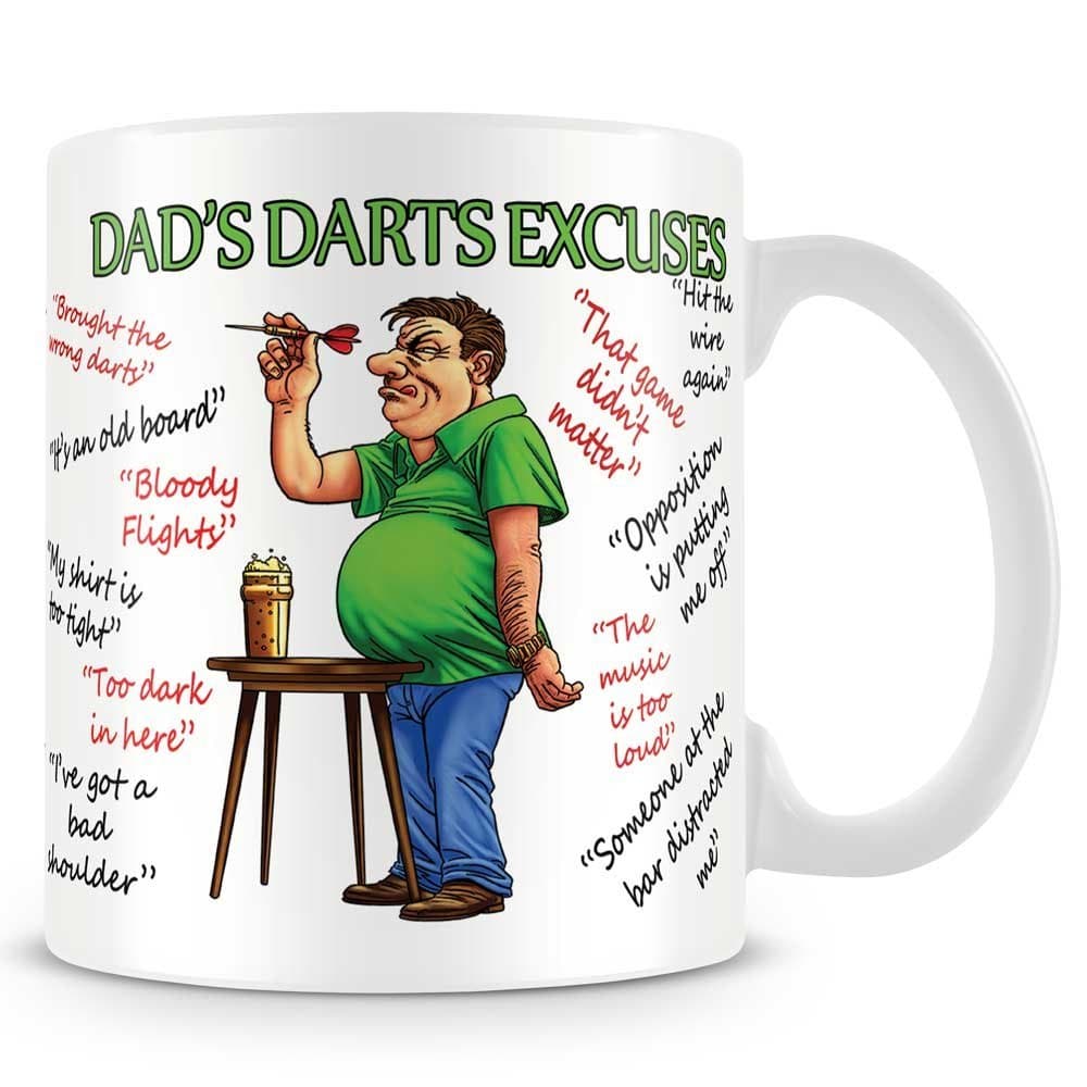 personalised4u Darts Excuses Funny Ceramic Coffee Mug – Makes an (Dads)