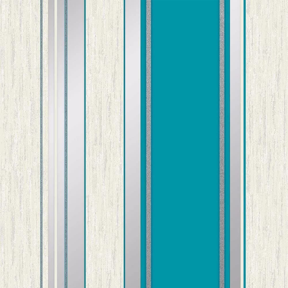 Teal/Silver Glitter - M0801 - Synergy - Stripe - Crown Wallcoverings
