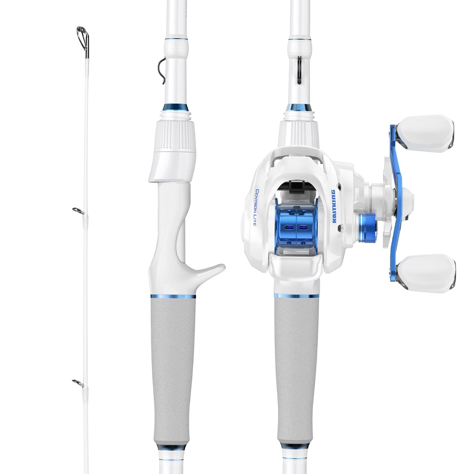 Centron Lite Fishing Rod and Reel Combo, IM6 Graphite 2Pc Blanks, Stainless Steel Guides with Ceramic Rings, Contoured EVA Handles & Fighting Butt, Split or Full Rear Handle Design, 13 Models