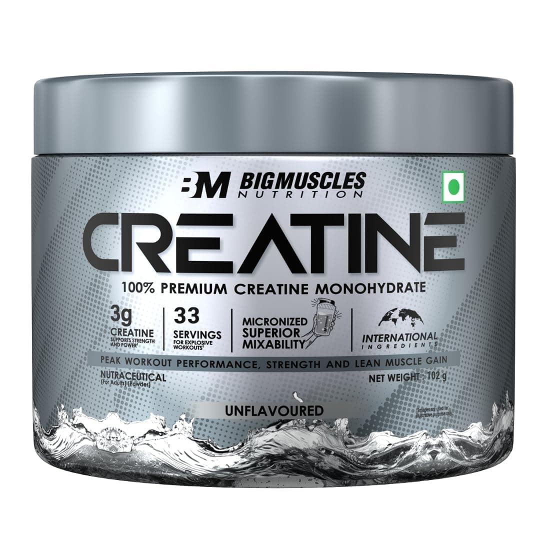 Bigmuscles Nutrition Creatine Powder [100 Grams, 33 Servings] | Micronized Creatine Monohydrate to Support Lean Muscle Repair & Recovery | Increase Strength and Athletic Performance