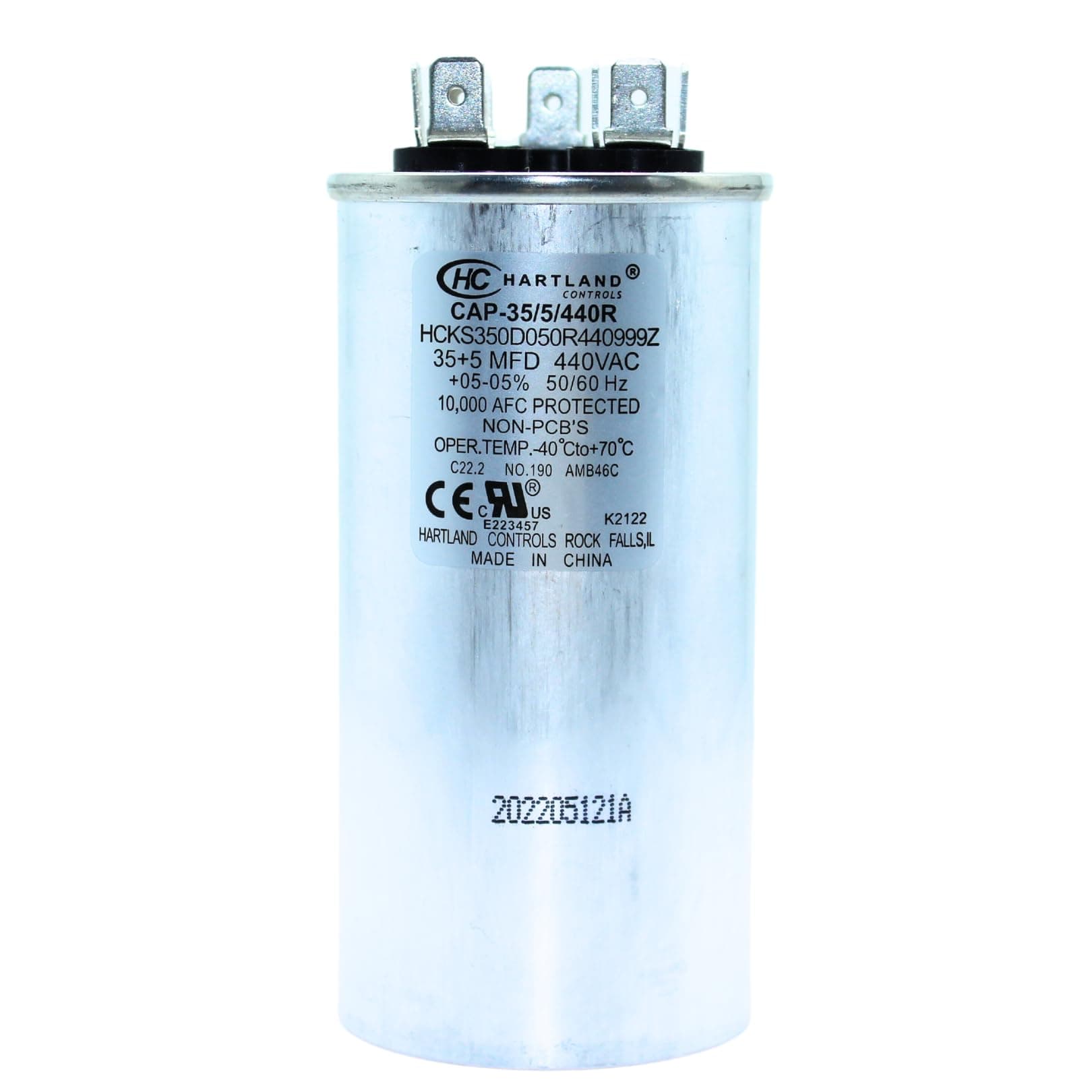 The HVAC Genius 35/5 uF 35+5 MFD 370V/440V Dual Run Start Round AC Capacitor 35 5 uF 370/440 Volt VAC Air Conditioner Capacitor for AC Unit Fan Motor Start, Heat Pump, Condenser Straight Cool