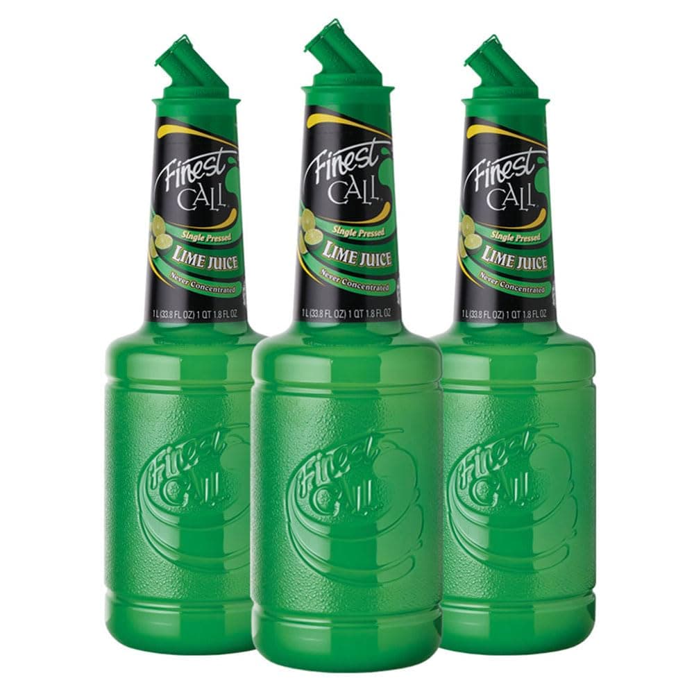 Finest Call Premium Single Pressed Lime Juice Drink Mix, 1 Liter Bottle (33.8 Fl Oz), Pack of 3