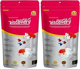 Taiyo Pluss Discovery Pink Fish Food - 100 g (Pack of 2) | Super Premium 2-in-1 Formula with Colour Enhancers & High Protein | Mini Pellets (0.8 mm) for All Aquarium Fishes