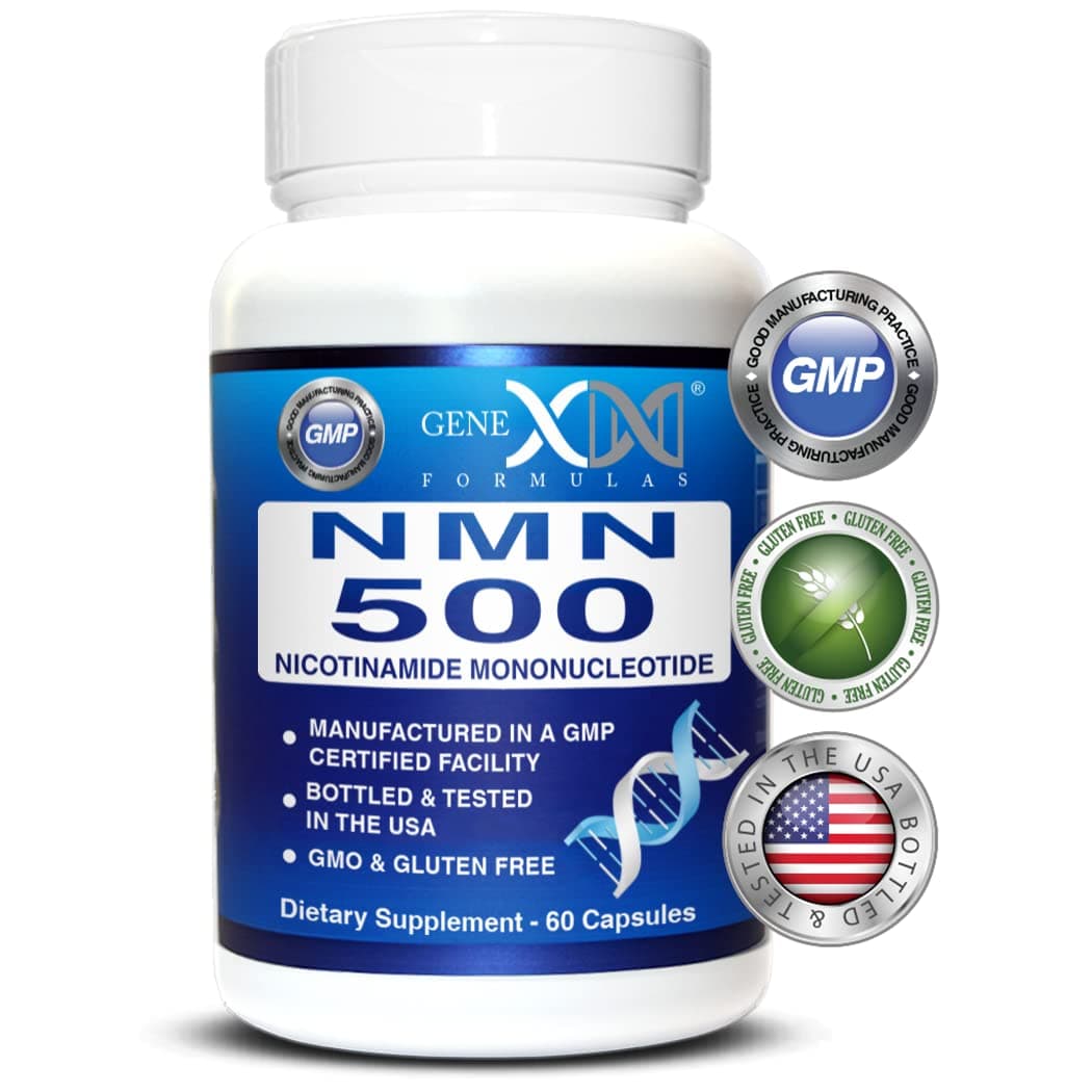 Genex Formulas NMN Stabilized Form 500mg Serving Nicotinamide Mononucleotide Direct NAD Supplement (2x250mg Capsules 60ct)