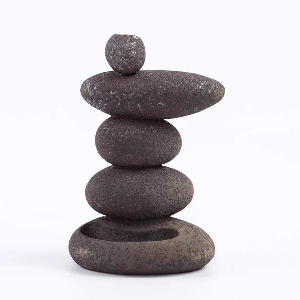 YANOR Little Stone Backflow Incense Burner Buddha with 10 Cones Handmade Ceramic Incense Burner