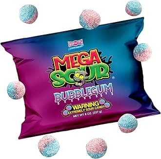 Barnetts - Mega Sour Candy Bubblegum 227g - Trendy Sweet Bags - Traditionally Handmade Sweets - Sour Coating Lasts 20 Seconds - Candies for Party Bag, Gift Hamper, or Hamper Box