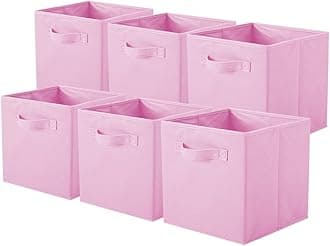 ShellKingdom Foldable Fabric Storage Cubes and Cloth Organizer Drawer for Closet and Toys, 6 Pack (Pink)