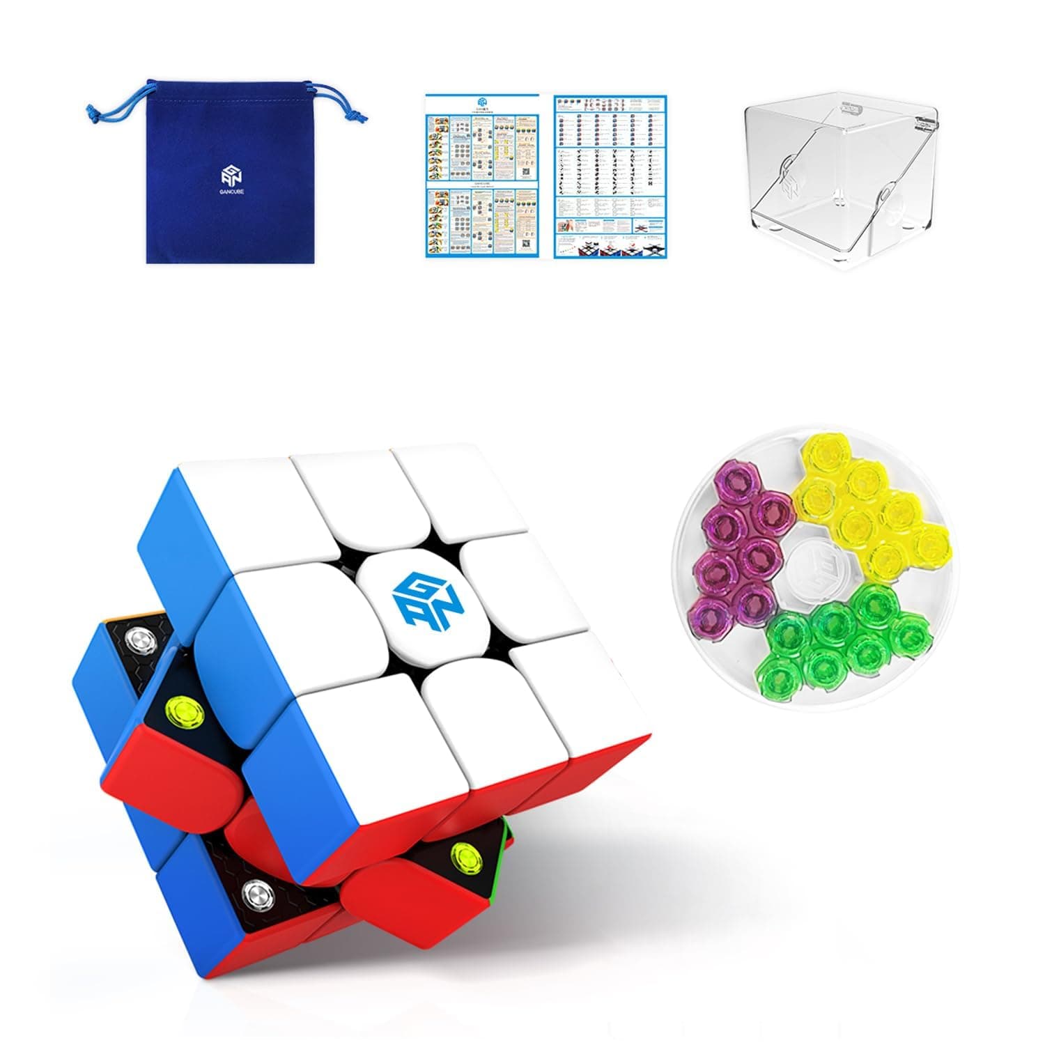 GAN 356 M, 3x3 Magnetic Speed Cube Gans 356M Magic Cube with Extra GES, Stickerless (ver. 2020)