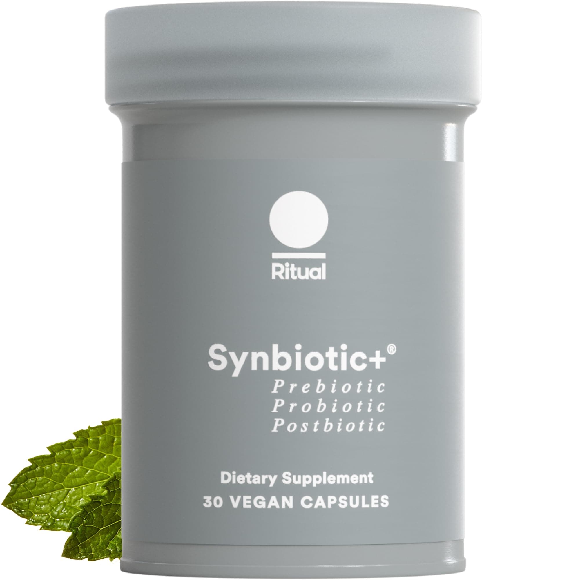 Ritual Synbiotic - Complete 3-in-1 Probiotic, Prebiotic, Postbiotic** - for Women and Men - to Support Gut, Digestive Health, Regularity, Bloating** - Vegan - One Daily Capsule - Mint - 30 Servings