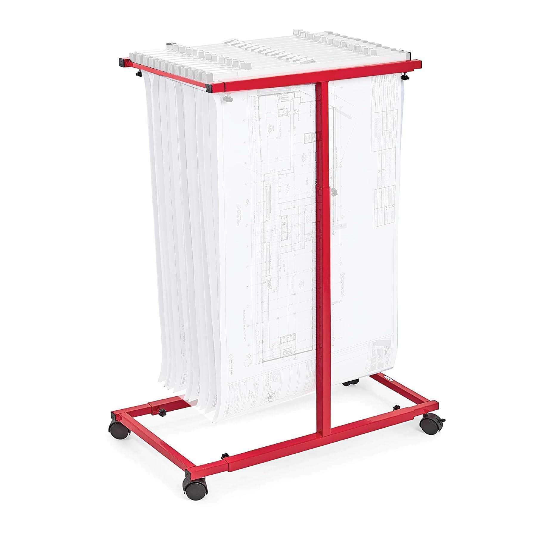 Mobile Hanging Blueprint Rack - Adjustable and Portable Drawing Rack for Plans, Maps, Posters and Architect Plans Storage. File Organizer Blueprint Stand for Home, Office, and Jobsites