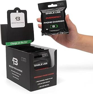 10-Pack Single-Use Emergency Phone Charger | Dead Phone? Just Plug in — No Cables Needed | USB-C & Lightning | Pre-Charged | TSA-Approved