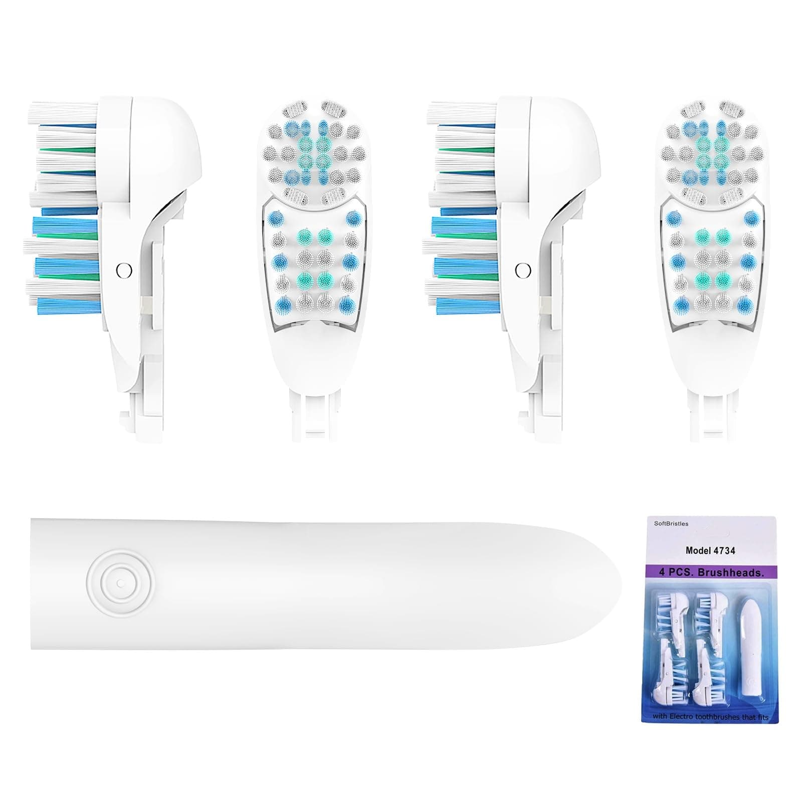 4X Sensitive Toothbrush Dual Clean Replacements Attachments Brush Heads Refill Accessories Compatible with Oral-B Cross Action Power 3733 4732 Rotating Power Toothbrush Heads & Crisscross Bristles
