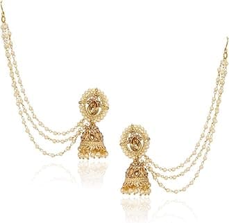 Metal Gold Plated and Pearl Earrings for Women & Girls