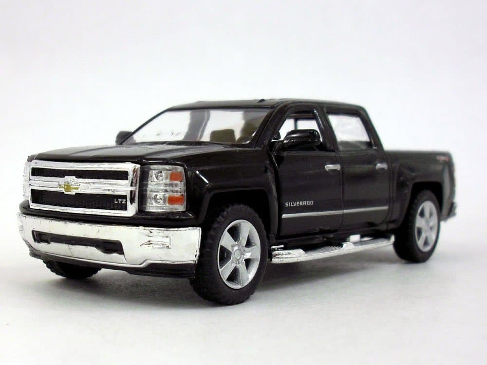 KiNSMART 2014 Chevrolet Silverado LTZ Crew Cab 4x4 1:46 Scale 5" Die Cast Metal Model Pick-up Truck Toy (Black)