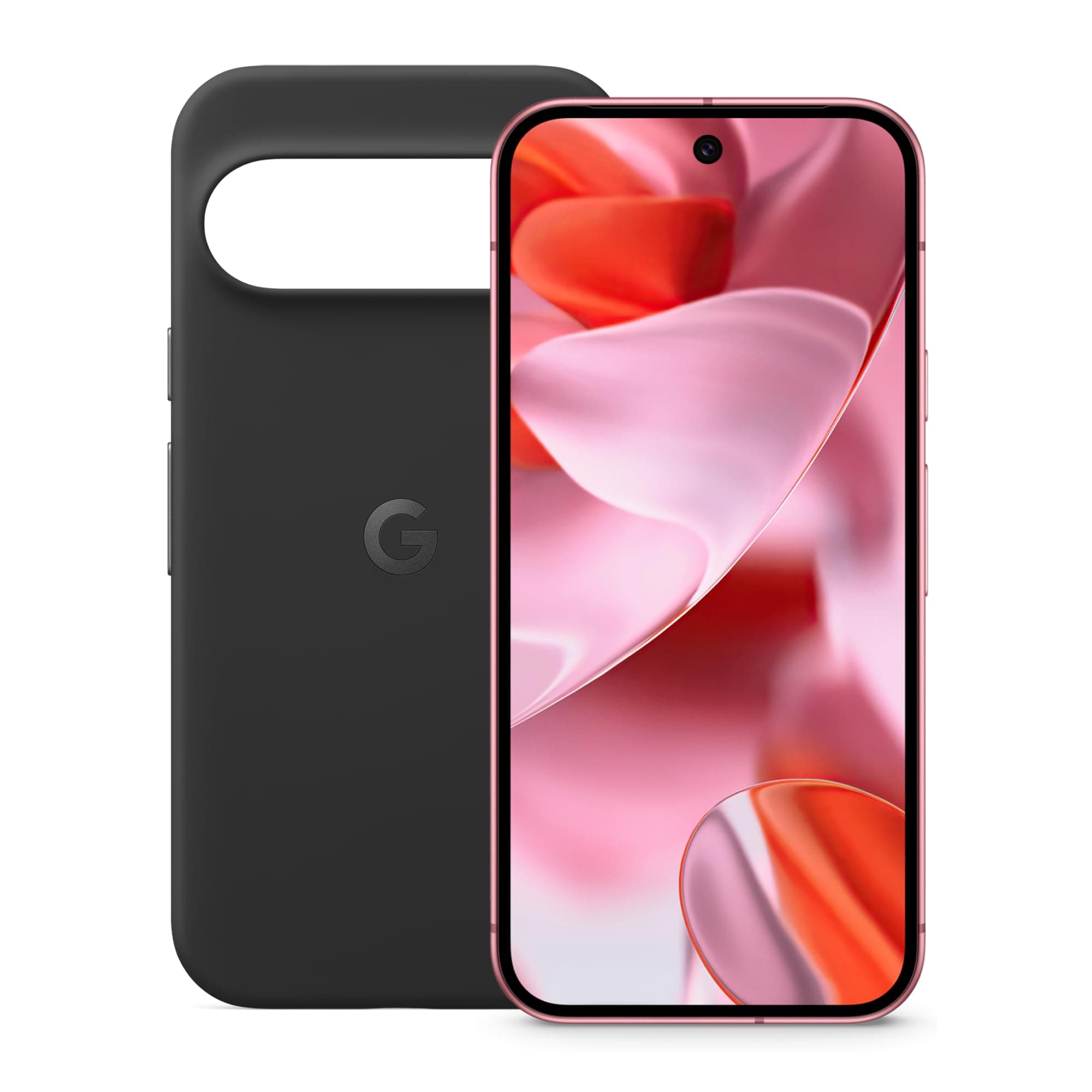 Google Pixel 9 - Unlocked Android Smartphone with Gemini, Advanced Camera, 6.3" Actua Display - Peony, 128GB + Pixel 9 & Pixel 9 Pro Case - Stain-Resistant Silicone - Obsidian
