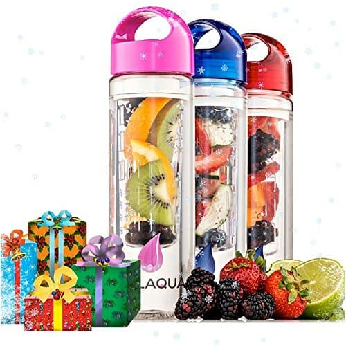 Chilaqua #1 Fruit Infused Water Bottle + Silicone ice ball maker- Best Infuser Made of Tough Eastman Tritan Material - Easy To Use - 100% Lifetime Satisfaction Guarantee