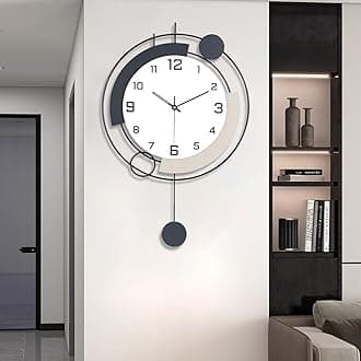 Decorative Wall Clock with Pendulum,Silent Quality Quartz Battery Operated,Large Wall Clock for Living Room,Kitchen,Home,Bathroom,Bedroom Wall Decor,13x21inch
