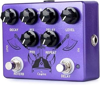Caline Pedals Reverb Delay Effects Pedal Repeat Preamp Acoustic Electric Guitar Pedal True Bypass Metal Purple CP-80