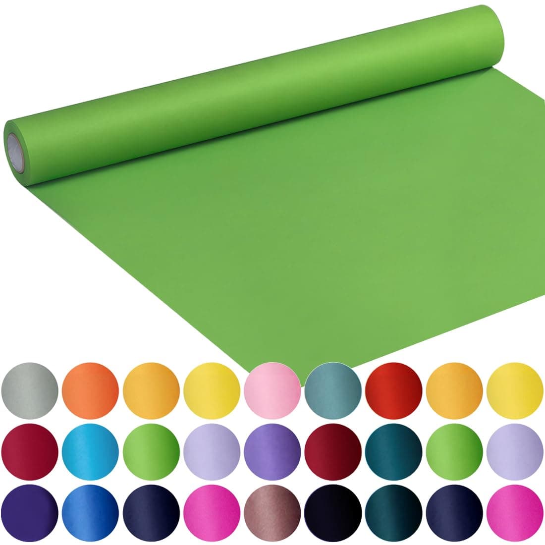 SMART&CASUAL 17.8" x 760" (63') Medium Green Kraft Craft Paper Roll for Gift Wrapping Bulletin Board Bouquet Flower Kids Art Packing Parcel Table Covering 80GSM 55LB (Medium Green, 17.8" x 63')