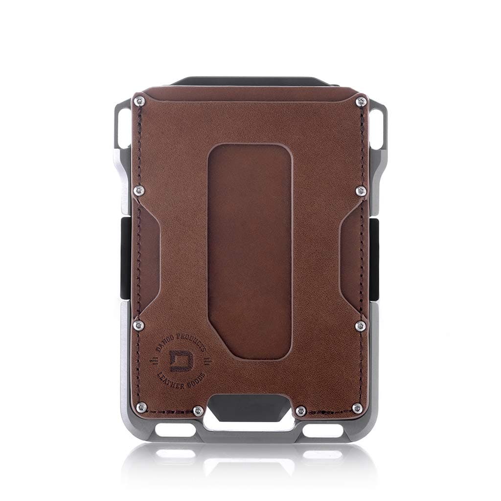 Dango Tactical Wallet – RFID Blocking Card Holder for Men - Modern Slim Minimalist - Integrated Rail System & Cash Band - Easy Access to Money and Cards – M1 Maverick EDC Front Pocket Billfold, Rawhide/Raw Aluminum, M, Rfid Blocking Wallet