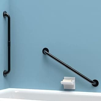 Dual Pack 1-1/4 x 24‘’ 2 Pack Stainless Steel Bath Safety Grab Bar, ADA Compliant 500lbs Loading Capacity, Matte Black, Assembly Needed