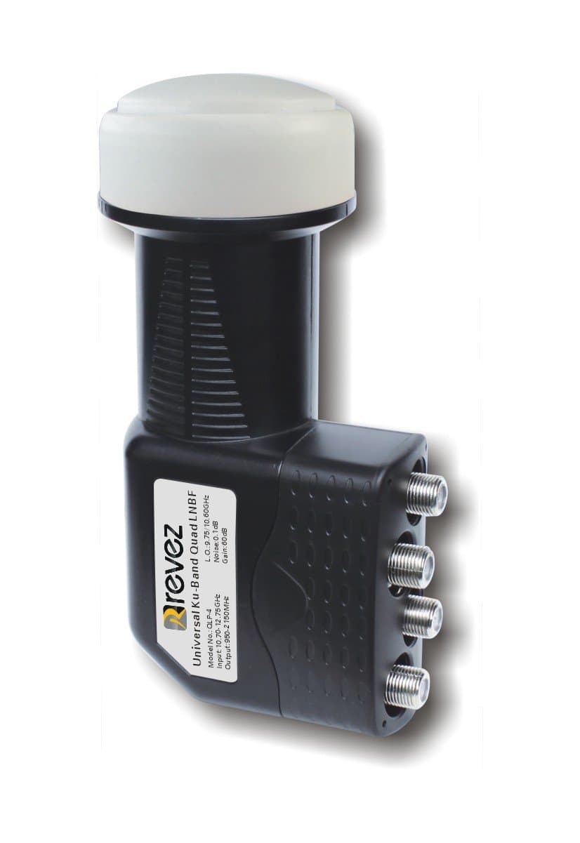 Revez QUAD LNB (4 outputs) 0.1dB, HD, 3D, 4K Support (QLP-4) for Digital Satellite Systems Universal LNB