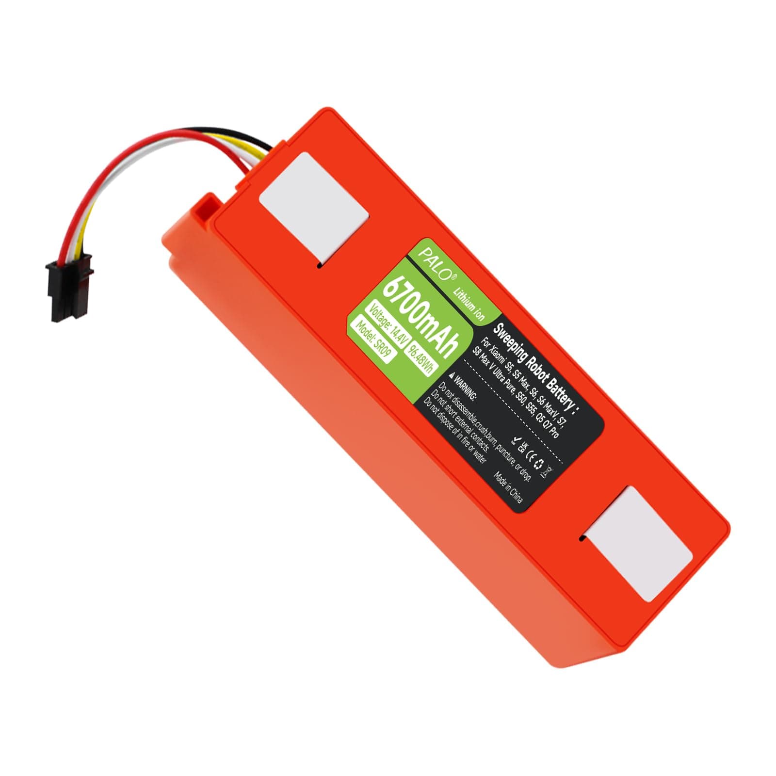 6700mAh Battery for Xiaomi Roborock S5,S6,S7,S8 Max/Max V/Max Ultra/Pure, S50, S51, S55, Q5/Q7 Max+, brr-2p4s-5200s, 1st and 2nd Generation Robot Vacuum Cleaner