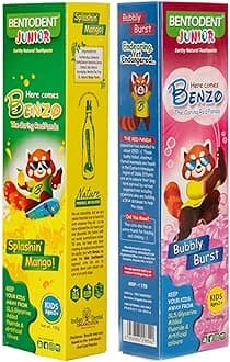 Bentodent Kids Toothpaste - All Natural Kids Toothpaste - Made Safe Certified Kids Toothpaste- No SLS,Veg, Fluoride Free Toothpaste Kids 2+ Age - Fresh Breath, Complete Care(Mango & Bubble Pack)