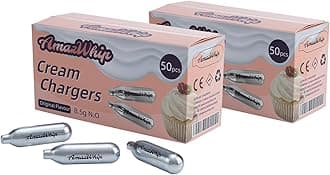 8.5g Cream Chargers, Whipped Cream Cartridge PACK OF 50 For Whip Cream Charger Dispensers (100 pack)