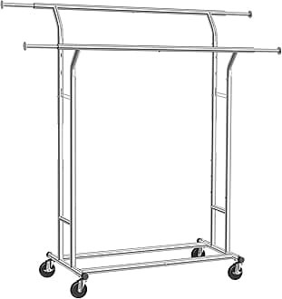 Songmics Uhsr12S Heavy Duty Metal Coat Rack Stand 110Kg Heavy Duty Clothes Rack On Wheels Length 129-169 Cm Chrome