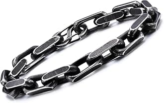 VNOX Link Chain Bracelets for Men - Cool Mens Bracelets Diamond-Cut Paperclip Solid Chain Bracelet Chunky Stainless Steel Jewelry Trendy Gifts