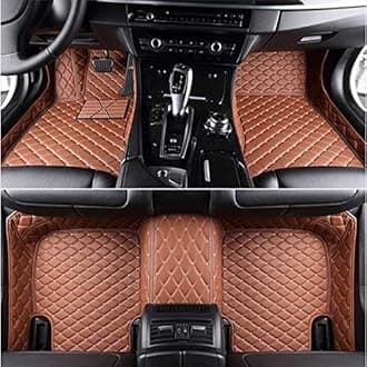 Custom Car Mat Fit for 98.99% Car Models Waterproof Full Coverage All Weather Protection Leather Car Floor Mats (Light Brown)