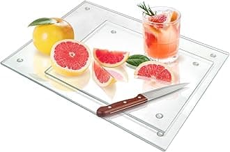 Seelenruhe Tempered Glass Cutting Boards for Kitchen Counter, Clear Cutting Boards for Countertop, Non-Slip, Heat-Resistant, Easy to Clean, Kitchen Decoration, 16x12 & 12x8 2PCS