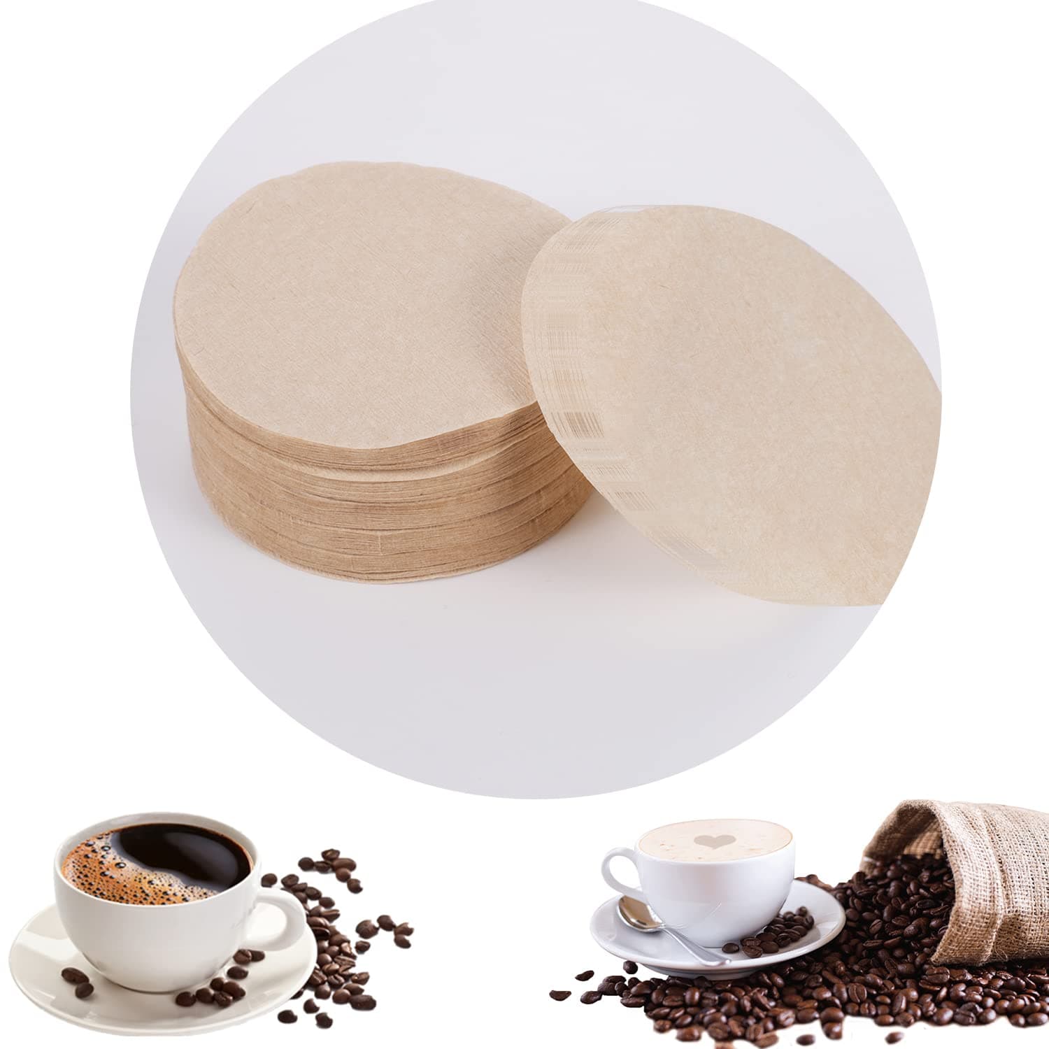 300 Pcs Coffee Filters Papers, 64mm/2.5" Unbleached Coffee Filters Round Replacement Compatible with Aerobie Aeropress Coffee and Espresso Makers